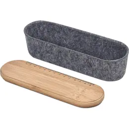 Okiyo Byoga Recycled PET Felt & Bamboo Stationery Case Open